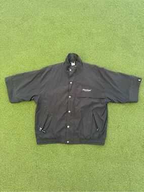RARE OVERSIZED MODERN SPORTY NYLON CLEVELAND GOLF BLACK BUTTON UP TEE
